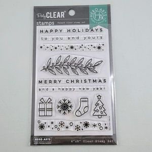 Hero Arts Holiday Borders And Icons Clear Stamp Set CM634 Christmas Winter NIP